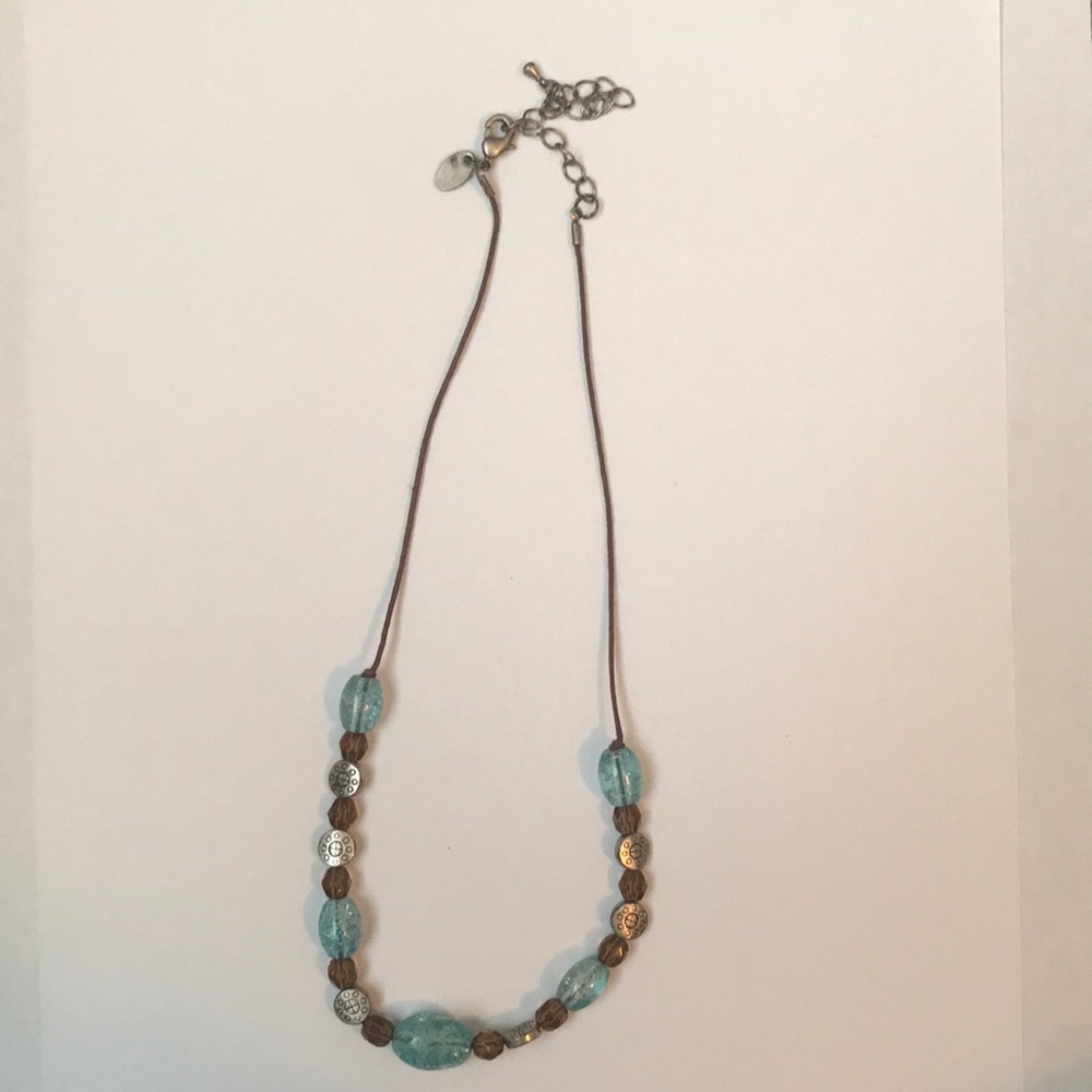 Lia Sophia brown and aqua necklace